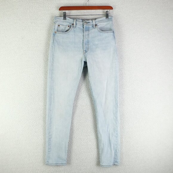 Levis 501S Jeans Womens 29 28L Blue Light Wash Straight Leg Button Fly - Picture 1 of 13